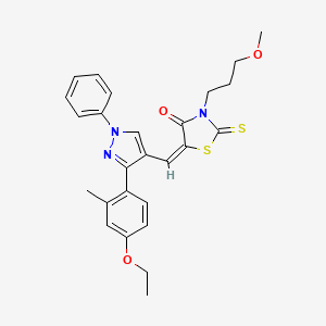 molecular formula C26H27N3O3S2 B4877317 5-{[3-(4-ethoxy-2-methylphenyl)-1-phenyl-1H-pyrazol-4-yl]methylene}-3-(3-methoxypropyl)-2-thioxo-1,3-thiazolidin-4-one 
