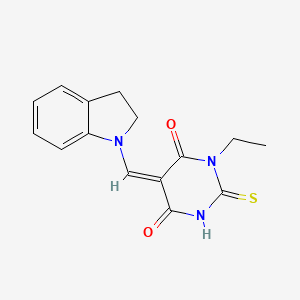 molecular formula C15H15N3O2S B4877327 5-(2,3-dihydro-1H-indol-1-ylmethylene)-1-ethyl-2-thioxodihydro-4,6(1H,5H)-pyrimidinedione 