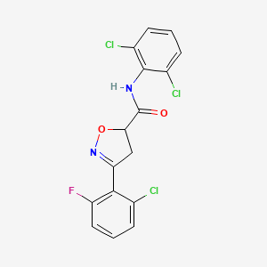 molecular formula C16H10Cl3FN2O2 B4877348 3-(2-chloro-6-fluorophenyl)-N-(2,6-dichlorophenyl)-4,5-dihydro-5-isoxazolecarboxamide 