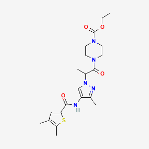 molecular formula C21H29N5O4S B4877366 ethyl 4-[2-(4-{[(4,5-dimethyl-2-thienyl)carbonyl]amino}-3-methyl-1H-pyrazol-1-yl)propanoyl]-1-piperazinecarboxylate 