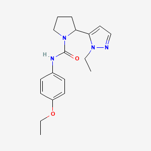 molecular formula C18H24N4O2 B4877423 N-(4-ethoxyphenyl)-2-(1-ethyl-1H-pyrazol-5-yl)-1-pyrrolidinecarboxamide 