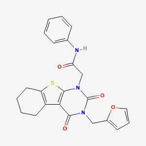 molecular formula C23H21N3O4S B4877439 2-[3-(2-furylmethyl)-2,4-dioxo-3,4,5,6,7,8-hexahydro[1]benzothieno[2,3-d]pyrimidin-1(2H)-yl]-N-phenylacetamide 