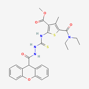 molecular formula C27H28N4O5S2 B4877491 methyl 5-[(diethylamino)carbonyl]-4-methyl-2-({[2-(9H-xanthen-9-ylcarbonyl)hydrazino]carbonothioyl}amino)-3-thiophenecarboxylate 