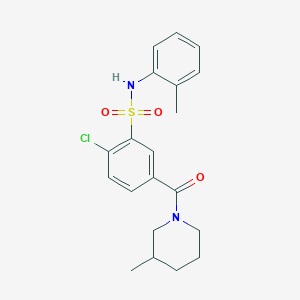molecular formula C20H23ClN2O3S B4877567 2-chloro-N-(2-methylphenyl)-5-[(3-methyl-1-piperidinyl)carbonyl]benzenesulfonamide 