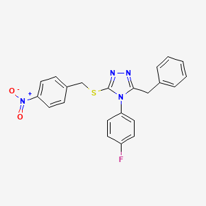 molecular formula C22H17FN4O2S B4877593 3-benzyl-4-(4-fluorophenyl)-5-[(4-nitrobenzyl)thio]-4H-1,2,4-triazole 