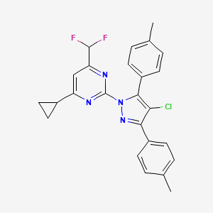 molecular formula C25H21ClF2N4 B4877601 2-[4-chloro-3,5-bis(4-methylphenyl)-1H-pyrazol-1-yl]-4-cyclopropyl-6-(difluoromethyl)pyrimidine 