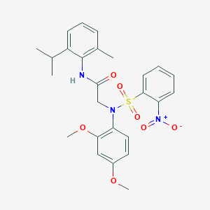 molecular formula C26H29N3O7S B4877642 N~2~-(2,4-dimethoxyphenyl)-N~1~-(2-isopropyl-6-methylphenyl)-N~2~-[(2-nitrophenyl)sulfonyl]glycinamide 