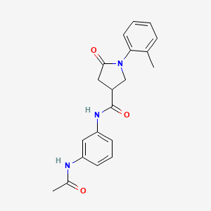 molecular formula C20H21N3O3 B4877653 N-[3-(acetylamino)phenyl]-1-(2-methylphenyl)-5-oxo-3-pyrrolidinecarboxamide 