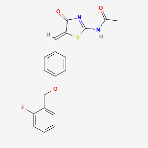 molecular formula C19H15FN2O3S B4877733 N-(5-{4-[(2-fluorobenzyl)oxy]benzylidene}-4-oxo-4,5-dihydro-1,3-thiazol-2-yl)acetamide 