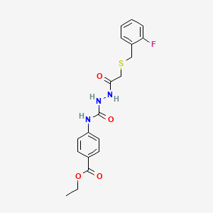 ethyl 4-{[(2-{[(2-fluorobenzyl)thio]acetyl}hydrazino)carbonyl]amino}benzoate