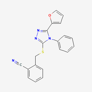 molecular formula C20H14N4OS B4877874 2-({[5-(2-furyl)-4-phenyl-4H-1,2,4-triazol-3-yl]thio}methyl)benzonitrile 