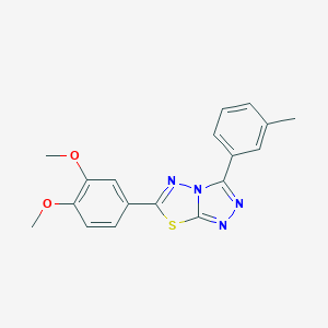 molecular formula C18H16N4O2S B487790 6-(3,4-Dimethoxyphenyl)-3-(3-methylphenyl)[1,2,4]triazolo[3,4-b][1,3,4]thiadiazole CAS No. 573973-81-6