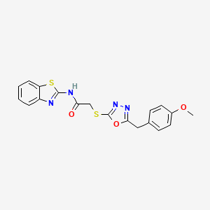 molecular formula C19H16N4O3S2 B4877905 N-1,3-benzothiazol-2-yl-2-{[5-(4-methoxybenzyl)-1,3,4-oxadiazol-2-yl]thio}acetamide 