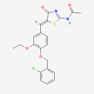 molecular formula C21H19ClN2O4S B4877906 N-(5-{4-[(2-chlorobenzyl)oxy]-3-ethoxybenzylidene}-4-oxo-4,5-dihydro-1,3-thiazol-2-yl)acetamide 