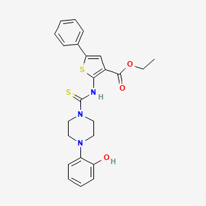 molecular formula C24H25N3O3S2 B4877937 ethyl 2-({[4-(2-hydroxyphenyl)-1-piperazinyl]carbonothioyl}amino)-5-phenyl-3-thiophenecarboxylate 