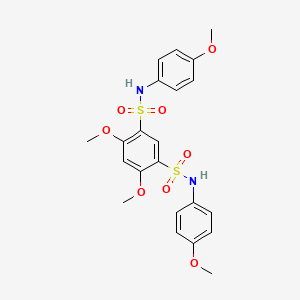 molecular formula C22H24N2O8S2 B4877965 4,6-dimethoxy-N,N'-bis(4-methoxyphenyl)-1,3-benzenedisulfonamide 