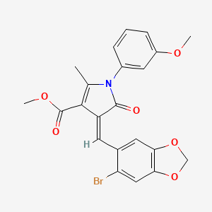 molecular formula C22H18BrNO6 B4877986 methyl 4-[(6-bromo-1,3-benzodioxol-5-yl)methylene]-1-(3-methoxyphenyl)-2-methyl-5-oxo-4,5-dihydro-1H-pyrrole-3-carboxylate 