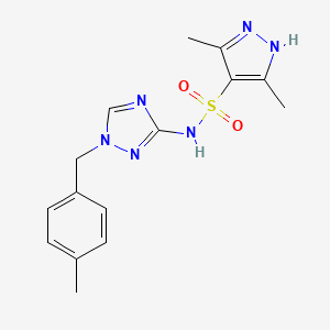 molecular formula C15H18N6O2S B4877994 3,5-dimethyl-N-[1-(4-methylbenzyl)-1H-1,2,4-triazol-3-yl]-1H-pyrazole-4-sulfonamide 