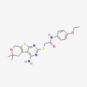 molecular formula C21H24N4O3S2 B4878039 2-[(4-amino-6,6-dimethyl-5,8-dihydro-6H-pyrano[4',3':4,5]thieno[2,3-d]pyrimidin-2-yl)thio]-N-(4-ethoxyphenyl)acetamide 