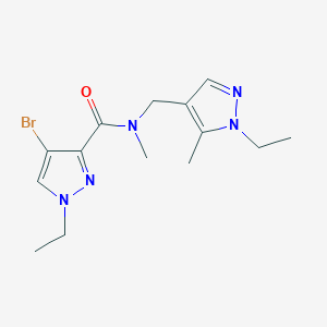molecular formula C14H20BrN5O B4878127 4-bromo-1-ethyl-N-[(1-ethyl-5-methyl-1H-pyrazol-4-yl)methyl]-N-methyl-1H-pyrazole-3-carboxamide 