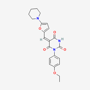molecular formula C22H23N3O5 B4878147 1-(4-ethoxyphenyl)-5-{[5-(1-piperidinyl)-2-furyl]methylene}-2,4,6(1H,3H,5H)-pyrimidinetrione CAS No. 1164520-80-2