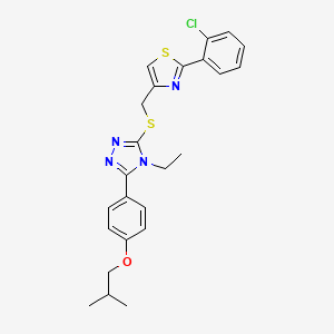 molecular formula C24H25ClN4OS2 B4878171 3-({[2-(2-chlorophenyl)-1,3-thiazol-4-yl]methyl}thio)-4-ethyl-5-(4-isobutoxyphenyl)-4H-1,2,4-triazole 