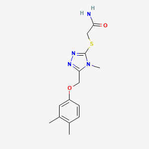 molecular formula C14H18N4O2S B4878223 2-({5-[(3,4-dimethylphenoxy)methyl]-4-methyl-4H-1,2,4-triazol-3-yl}thio)acetamide 