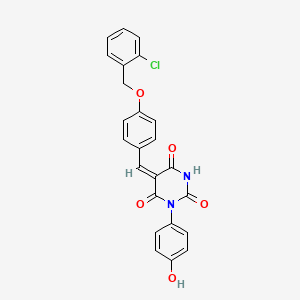 molecular formula C24H17ClN2O5 B4878225 5-{4-[(2-chlorobenzyl)oxy]benzylidene}-1-(4-hydroxyphenyl)-2,4,6(1H,3H,5H)-pyrimidinetrione 