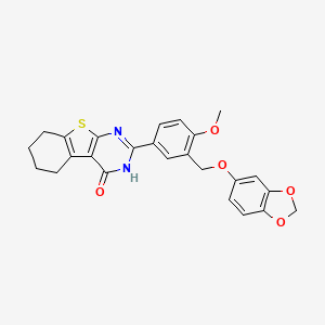 molecular formula C25H22N2O5S B4878246 2-{3-[(1,3-benzodioxol-5-yloxy)methyl]-4-methoxyphenyl}-5,6,7,8-tetrahydro[1]benzothieno[2,3-d]pyrimidin-4(3H)-one 