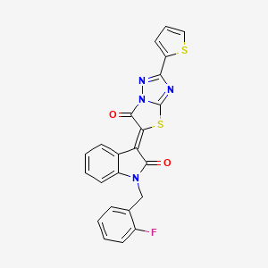molecular formula C23H13FN4O2S2 B4878261 1-(2-fluorobenzyl)-3-[6-oxo-2-(2-thienyl)[1,3]thiazolo[3,2-b][1,2,4]triazol-5(6H)-ylidene]-1,3-dihydro-2H-indol-2-one 
