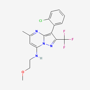 molecular formula C17H16ClF3N4O B4878269 3-(2-chlorophenyl)-N-(2-methoxyethyl)-5-methyl-2-(trifluoromethyl)pyrazolo[1,5-a]pyrimidin-7-amine 