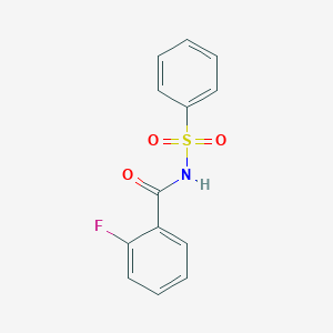 molecular formula C13H10FNO3S B4878278 2-fluoro-N-(phenylsulfonyl)benzamide 