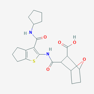 molecular formula C21H26N2O5S B4878285 3-[({3-[(cyclopentylamino)carbonyl]-5,6-dihydro-4H-cyclopenta[b]thien-2-yl}amino)carbonyl]-7-oxabicyclo[2.2.1]heptane-2-carboxylic acid 