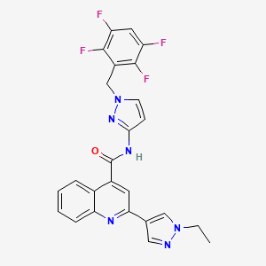 molecular formula C25H18F4N6O B4878337 2-(1-ethyl-1H-pyrazol-4-yl)-N-[1-(2,3,5,6-tetrafluorobenzyl)-1H-pyrazol-3-yl]-4-quinolinecarboxamide 