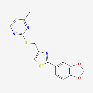 molecular formula C16H13N3O2S2 B4878361 2-({[2-(1,3-benzodioxol-5-yl)-1,3-thiazol-4-yl]methyl}thio)-4-methylpyrimidine 