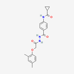 molecular formula C21H23N3O4 B4878363 N-[4-({2-[(2,4-dimethylphenoxy)acetyl]hydrazino}carbonyl)phenyl]cyclopropanecarboxamide 