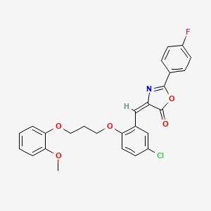 molecular formula C26H21ClFNO5 B4878394 4-{5-chloro-2-[3-(2-methoxyphenoxy)propoxy]benzylidene}-2-(4-fluorophenyl)-1,3-oxazol-5(4H)-one 