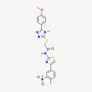 molecular formula C22H20N6O4S2 B4878412 2-{[5-(4-methoxyphenyl)-4-methyl-4H-1,2,4-triazol-3-yl]thio}-N-[4-(4-methyl-3-nitrophenyl)-1,3-thiazol-2-yl]acetamide 