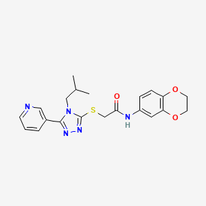 molecular formula C21H23N5O3S B4878416 N-(2,3-dihydro-1,4-benzodioxin-6-yl)-2-{[4-isobutyl-5-(3-pyridinyl)-4H-1,2,4-triazol-3-yl]thio}acetamide 