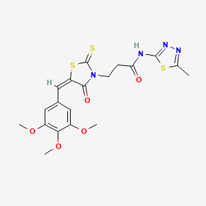 molecular formula C19H20N4O5S3 B4878418 N-(5-methyl-1,3,4-thiadiazol-2-yl)-3-[4-oxo-2-thioxo-5-(3,4,5-trimethoxybenzylidene)-1,3-thiazolidin-3-yl]propanamide 