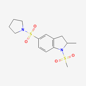 molecular formula C14H20N2O4S2 B4878427 2-methyl-1-(methylsulfonyl)-5-(1-pyrrolidinylsulfonyl)indoline 