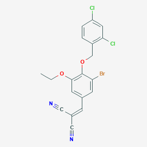 molecular formula C19H13BrCl2N2O2 B4878462 {3-bromo-4-[(2,4-dichlorobenzyl)oxy]-5-ethoxybenzylidene}malononitrile 