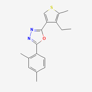 molecular formula C17H18N2OS B4878466 2-(2,4-dimethylphenyl)-5-(4-ethyl-5-methyl-3-thienyl)-1,3,4-oxadiazole 