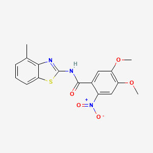 molecular formula C17H15N3O5S B4878472 4,5-dimethoxy-N-(4-methyl-1,3-benzothiazol-2-yl)-2-nitrobenzamide 
