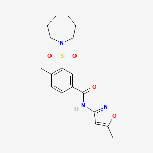 molecular formula C18H23N3O4S B4878587 3-(1-azepanylsulfonyl)-4-methyl-N-(5-methyl-3-isoxazolyl)benzamide 