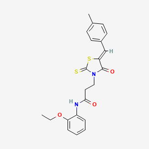 molecular formula C22H22N2O3S2 B4878608 N-(2-ethoxyphenyl)-3-[5-(4-methylbenzylidene)-4-oxo-2-thioxo-1,3-thiazolidin-3-yl]propanamide 