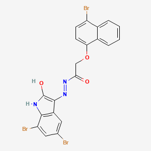 2-[(4-bromo-1-naphthyl)oxy]-N'-(5,7-dibromo-2-oxo-1,2-dihydro-3H-indol-3-ylidene)acetohydrazide