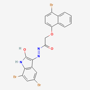 molecular formula C20H12Br3N3O3 B4878628 2-[(4-bromonaphthalen-1-yl)oxy]-N'-[(3E)-5,7-dibromo-2-oxo-1,2-dihydro-3H-indol-3-ylidene]acetohydrazide 