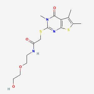molecular formula C15H21N3O4S2 B4878637 N-[2-(2-hydroxyethoxy)ethyl]-2-[(3,5,6-trimethyl-4-oxo-3,4-dihydrothieno[2,3-d]pyrimidin-2-yl)thio]acetamide 