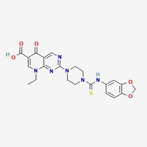 molecular formula C22H22N6O5S B4878685 2-{4-[(1,3-benzodioxol-5-ylamino)carbonothioyl]-1-piperazinyl}-8-ethyl-5-oxo-5,8-dihydropyrido[2,3-d]pyrimidine-6-carboxylic acid 